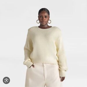 NWOT KBB by Kahlana Cream Women's Sweater size S. nice heavyweight ribbed pads